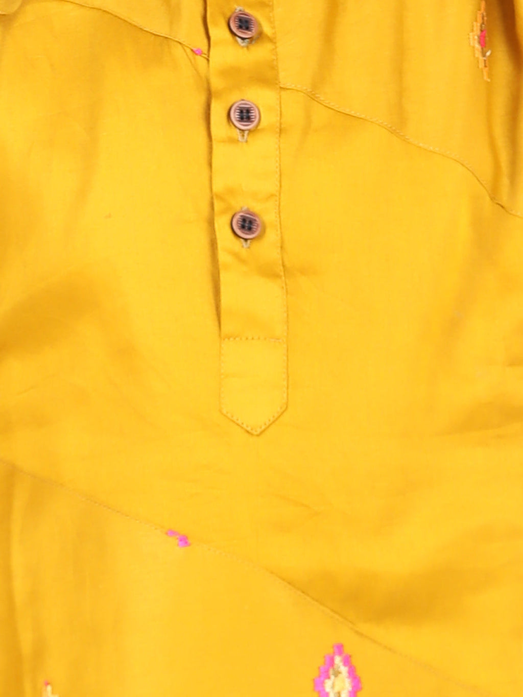 Yellow Embroidered patch work Kurta Set