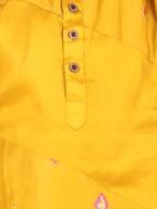 Yellow Embroidered patch work Kurta Set