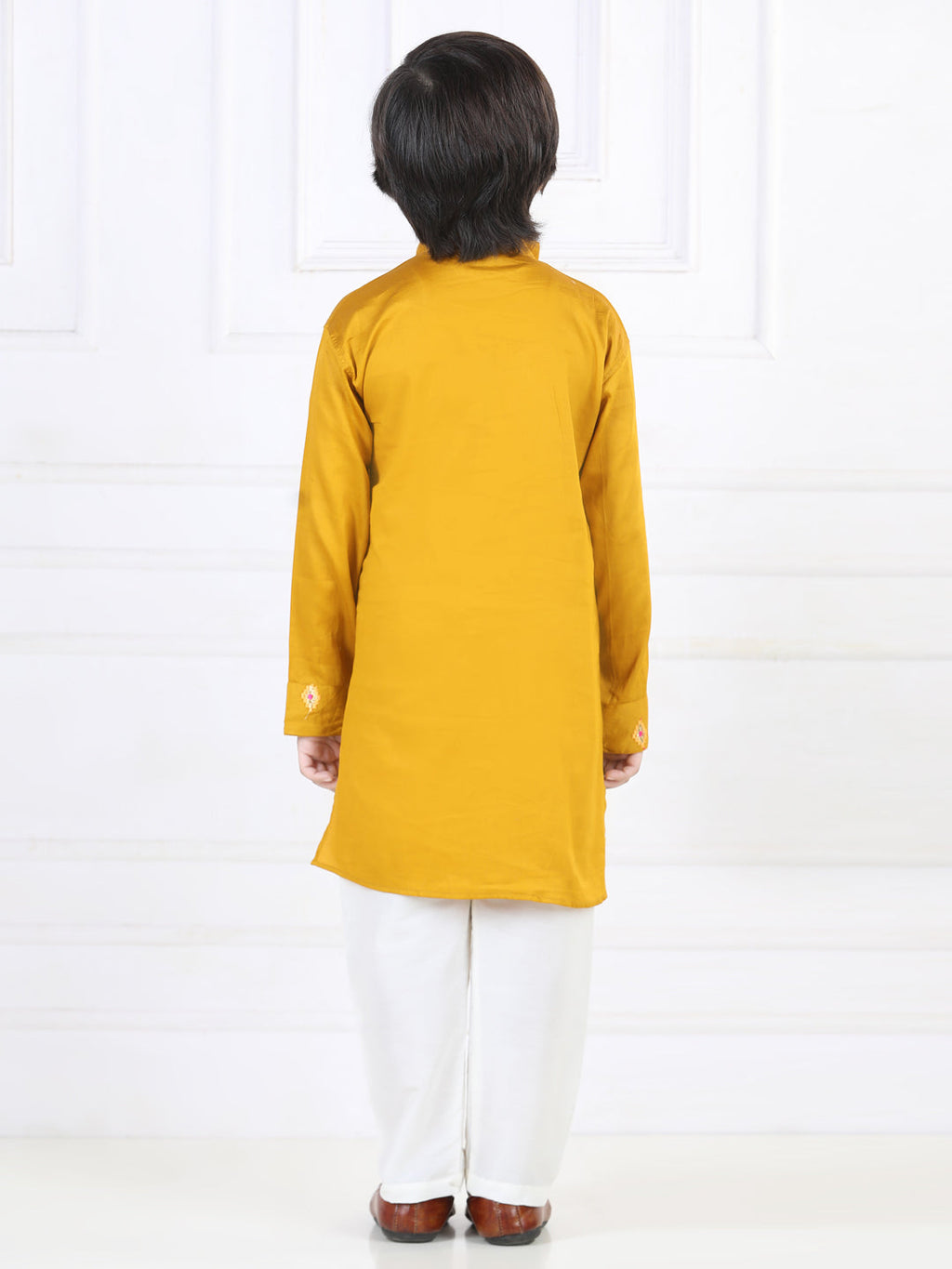 Yellow Kurta with Embroidered attached Jacket Set