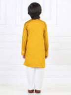 Yellow Kurta with Embroidered attached Jacket Set
