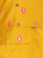 Yellow Kurta with Embroidered attached Jacket Set