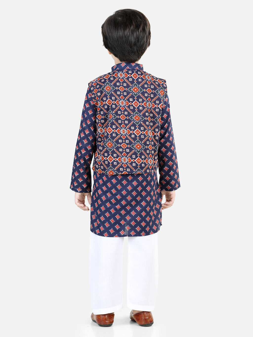 Blue Kurta with Patola Jacket Set