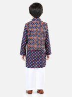 Blue Kurta with Patola Jacket Set