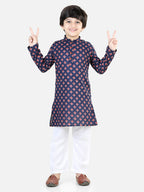Blue Kurta with Patola Jacket Set