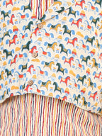 Striped Kurta with Horse Print Jacket Set