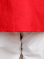 Red Kurta with elephant printed jacket Set
