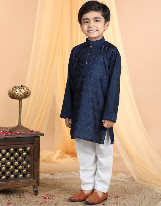 Dark Blue emroidered work Kurta Set