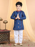 Dark Blue bike embroidered side opening Kurta Set