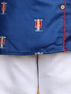Dark Blue bike embroidered side opening Kurta Set