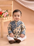 Blue Boys Printed Cotton Kurta Kurta with Pajama