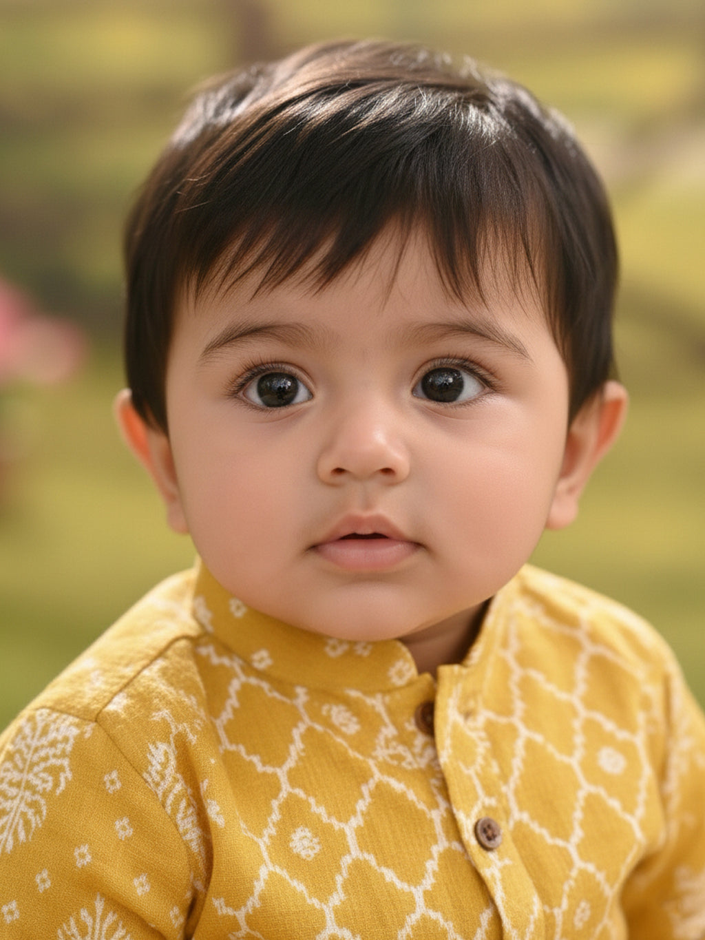 Kinder Kids Boys Printed Pure Cotton Mandarin Collar Kurta & Pyjamas Kurta Set