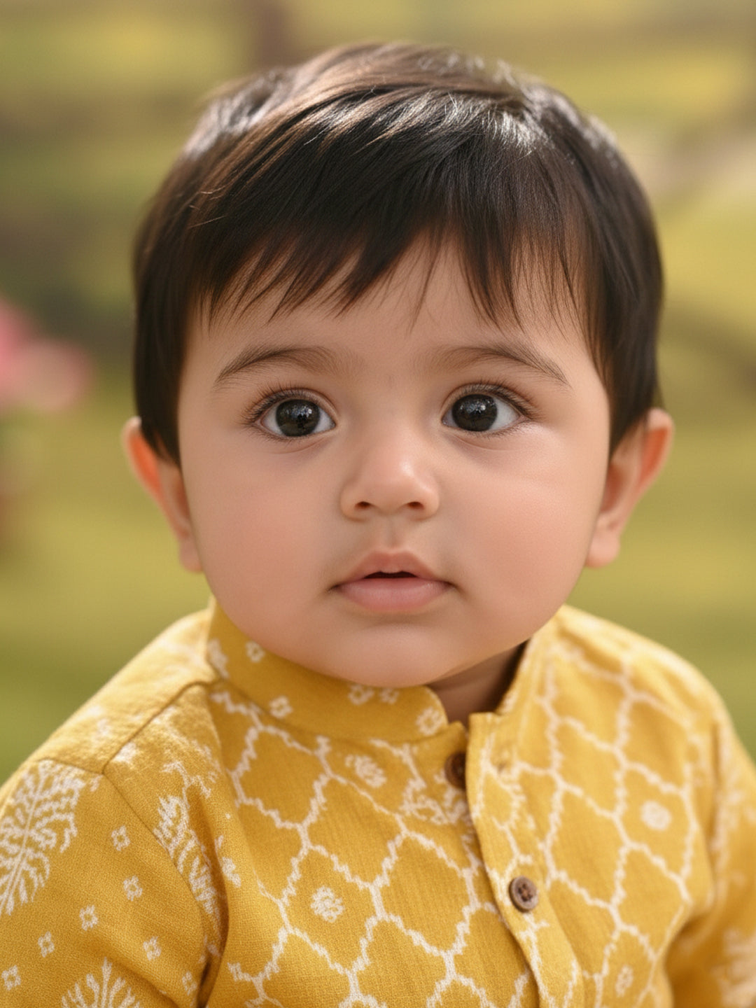 Kinder Kids Boys Printed Pure Cotton Mandarin Collar Kurta & Pyjamas Kurta Set