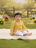 Kinder Kids Boys Printed Pure Cotton Mandarin Collar Kurta & Pyjamas Kurta Set