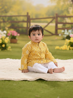 Kinder Kids Boys Printed Pure Cotton Mandarin Collar Kurta & Pyjamas Kurta Set
