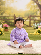 Kinder Kids Boys Printed Pure Cotton Mandarin Collar Kurta & Pyjamas Kurta Set