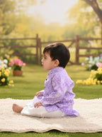 Kinder Kids Boys Printed Pure Cotton Mandarin Collar Kurta & Pyjamas Kurta Set