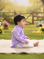 Kinder Kids Boys Printed Pure Cotton Mandarin Collar Kurta & Pyjamas Kurta Set