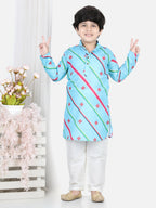 Blue Leheriya Kurta Set