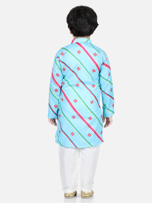Blue Leheriya Kurta Set