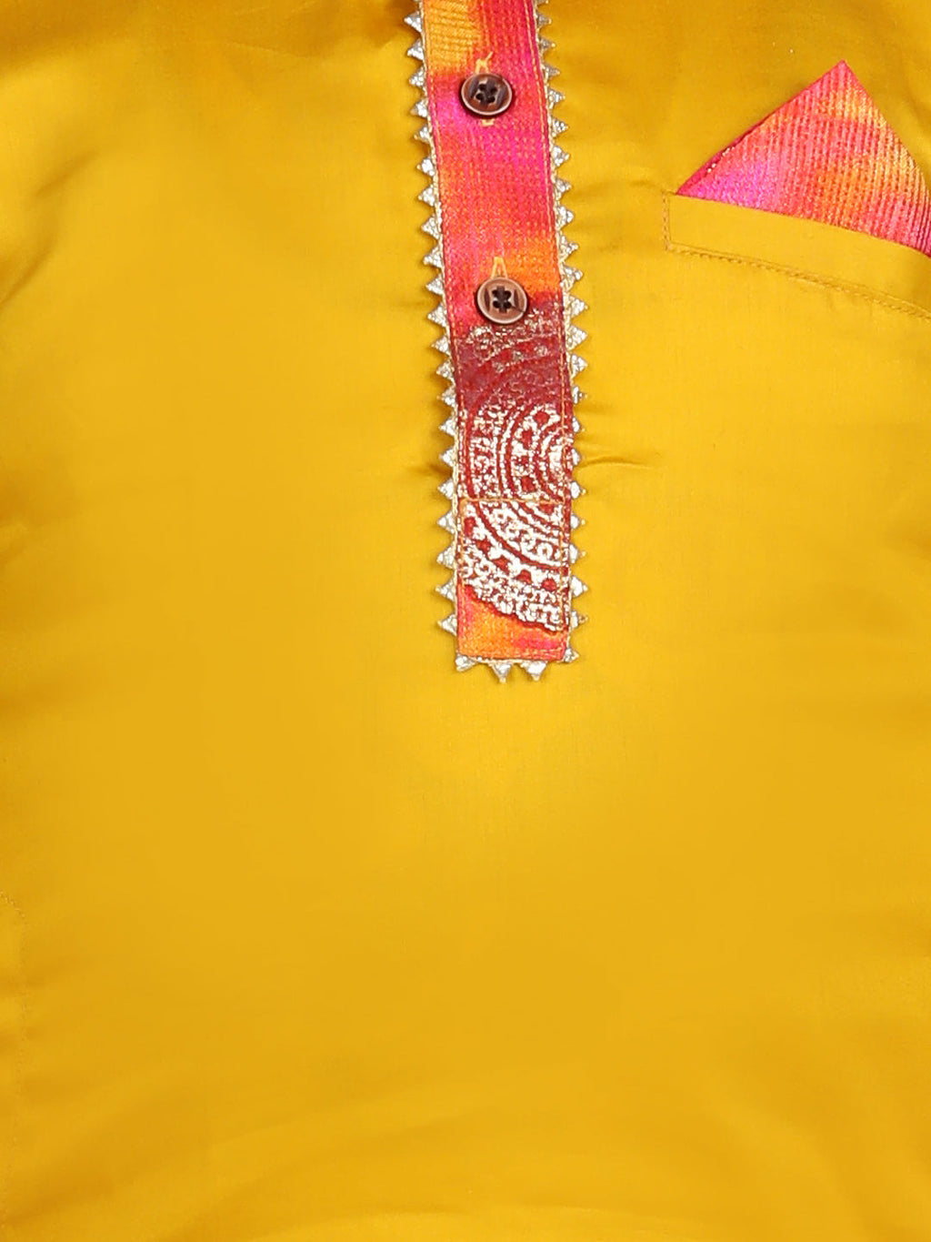 Yellow and Pink Patch work Kurta Set