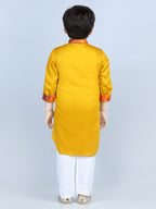 Yellow and Pink Patch work Kurta Set