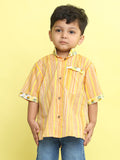 Yellow Cotton Stripped Printed Shirt