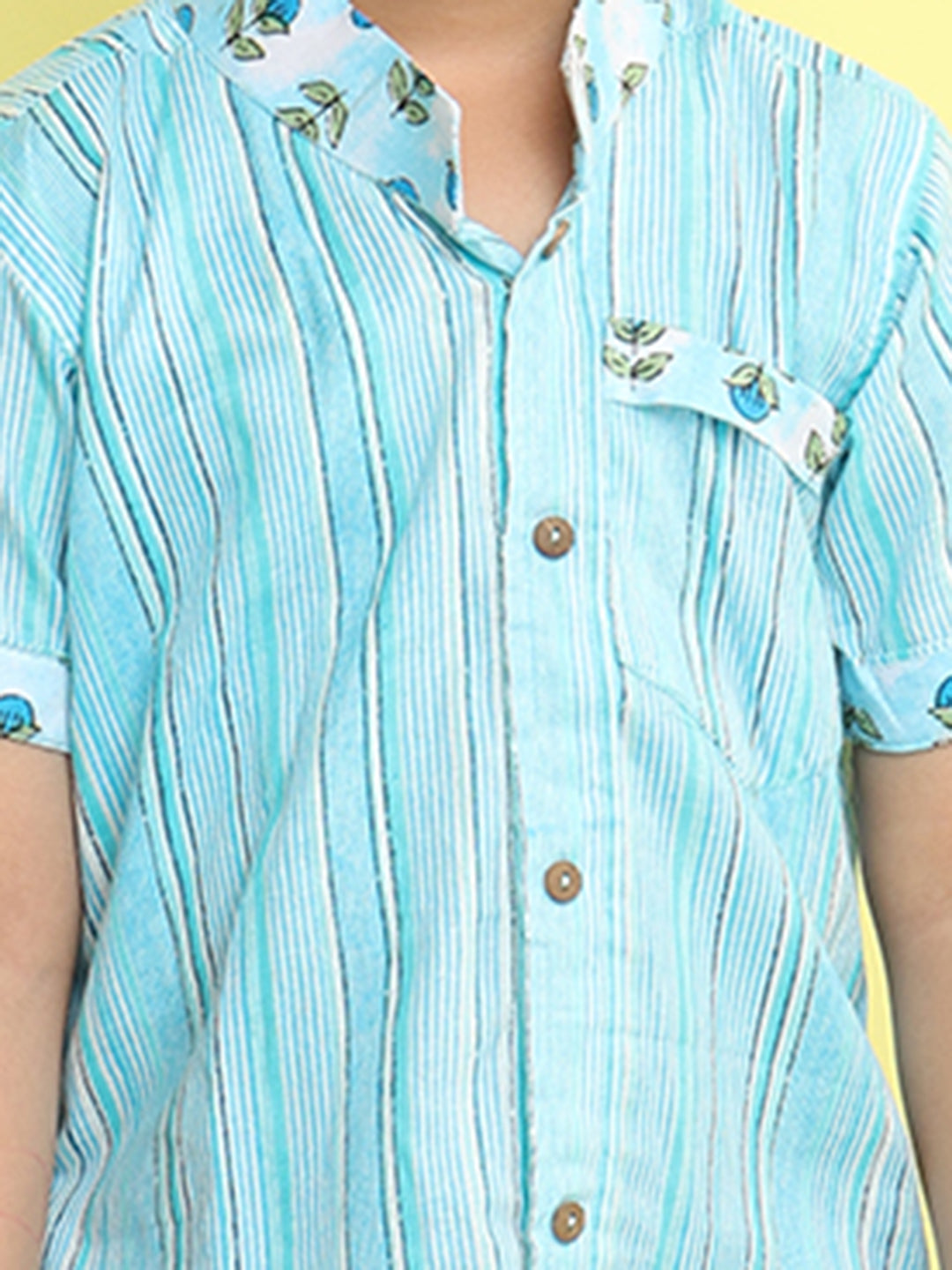 Blue Cotton Stripped Printed Shirt