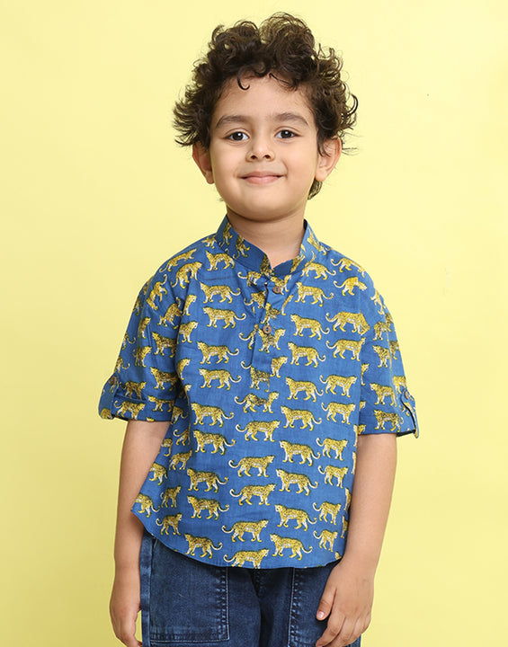 Blue Tiger Printed Shirt