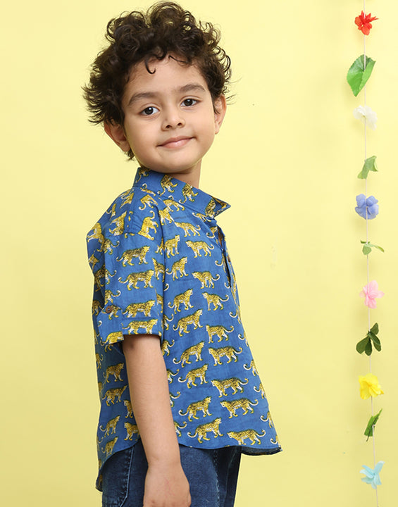 Blue Tiger Printed Shirt