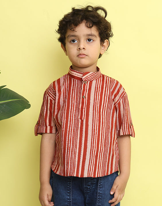 Red Stripped Printed Shirt