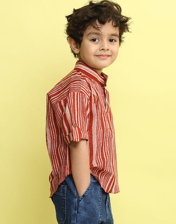 Red Stripped Printed Shirt