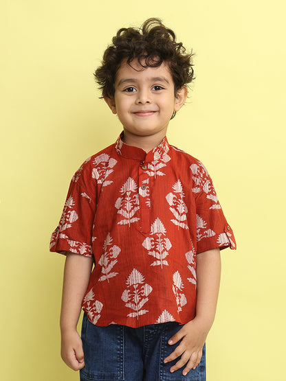 Red Floral Printed Shirt