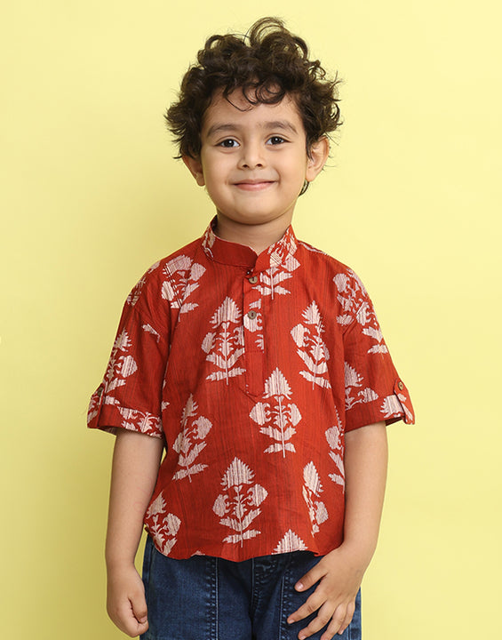 Red Floral Printed Shirt