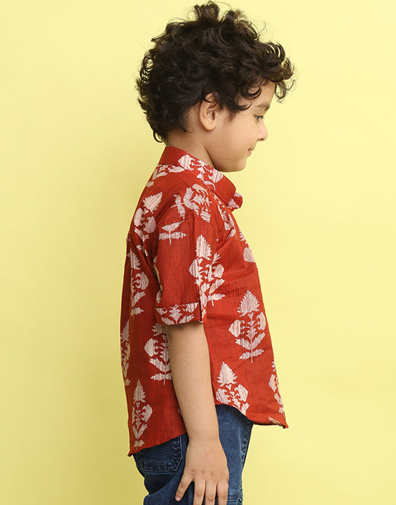 Red Floral Printed Shirt