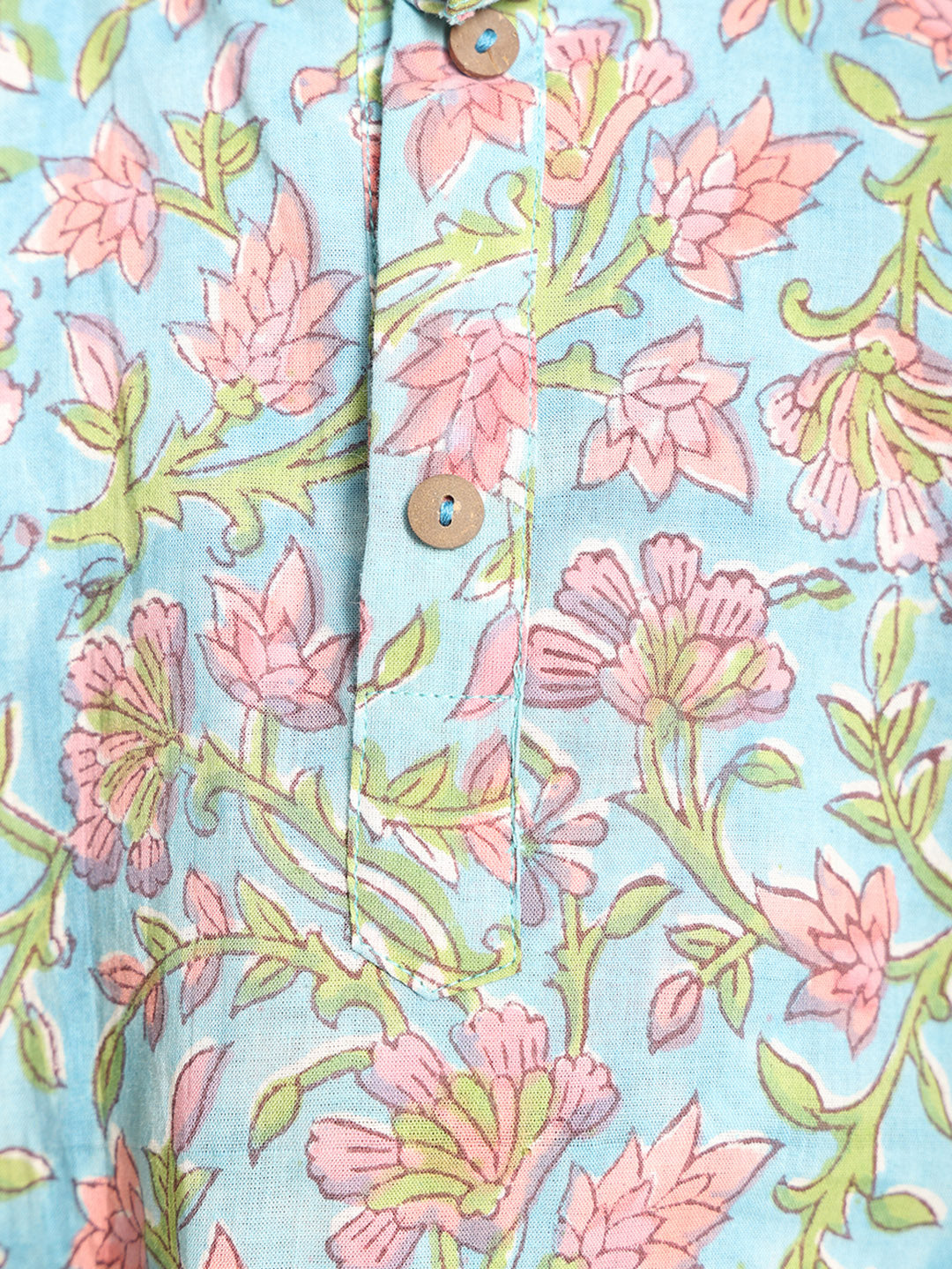 Blue and Pink Floral Printed Shirt