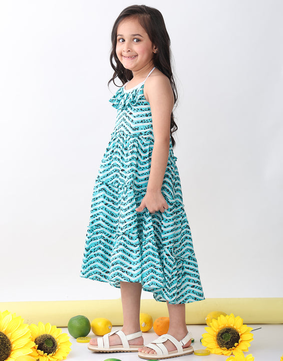 Blue Leheriya sleeveless Dress