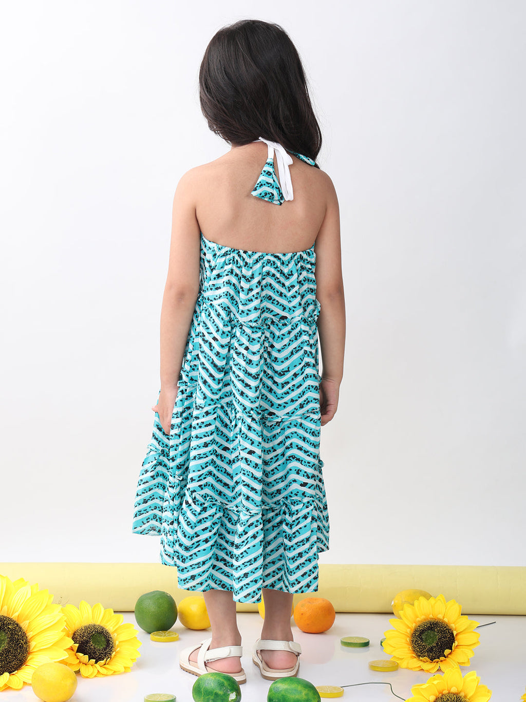 Blue Leheriya sleeveless Dress