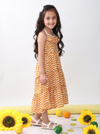 Brown Leheriya sleeveless Dress