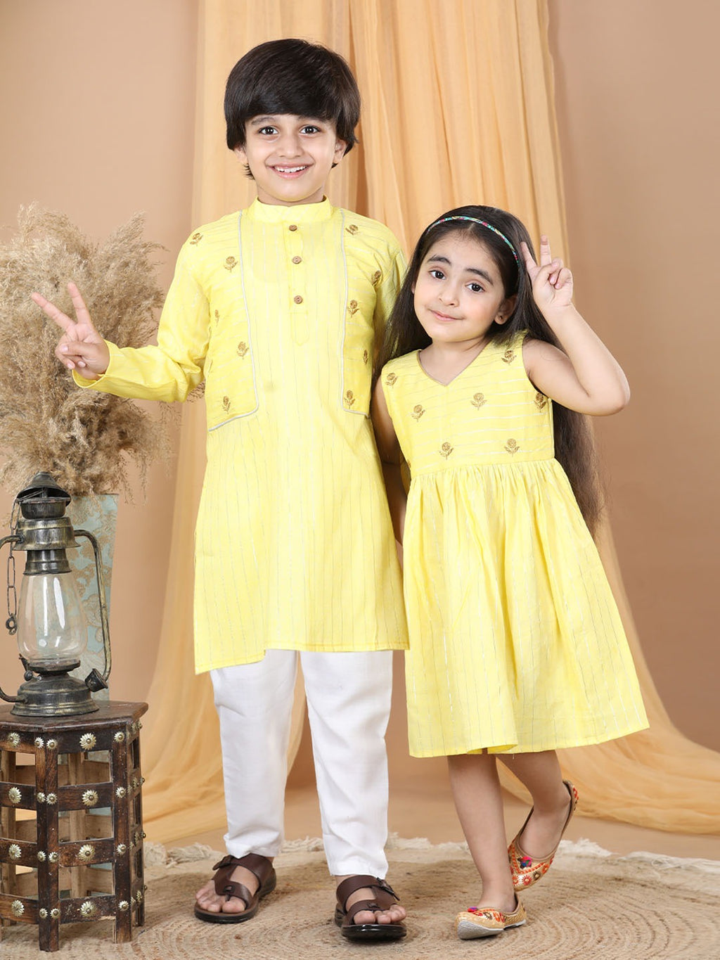 Yellow Lurex embroidered Dress