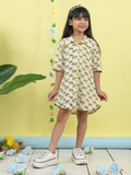 White cotton tiger printed 3/4 sleeves shirt Dress