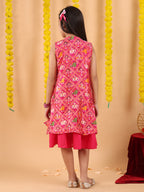 Pink short sleeves embroidered top with patola lehenga and dupatta