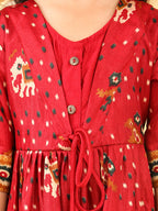 Red Patola printed 3/4 Skeeves Dress