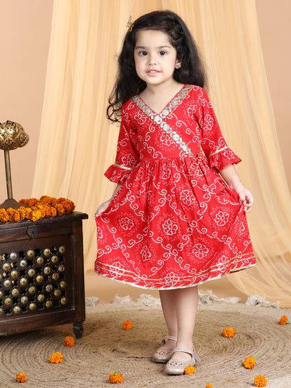 Red Bandez Dress with Lace work