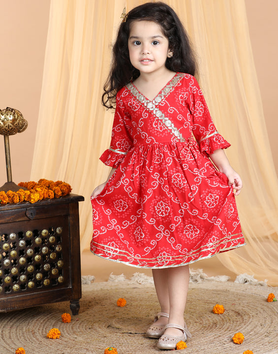 Red Bandez Dress with Lace work