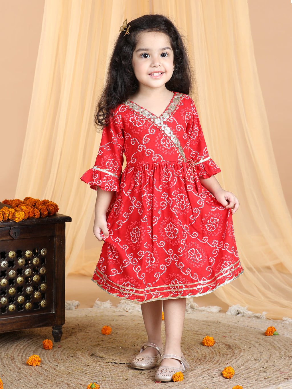 Red Bandez Dress with Lace work