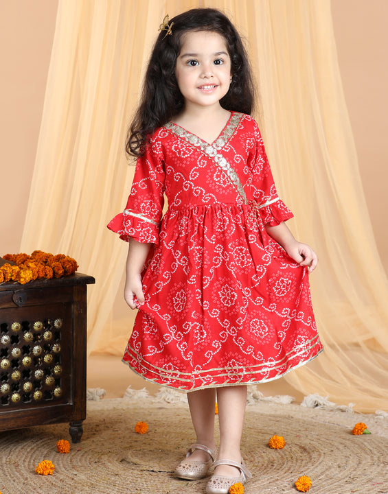 Red Bandez Dress with Lace work