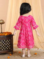 Pink Bandez Dress with Lace work
