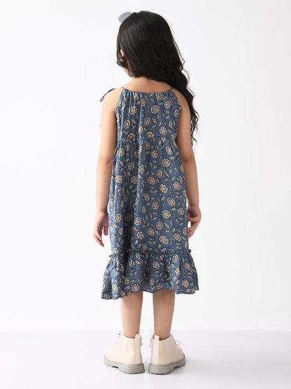 Blue Floral Sleeveless Dress