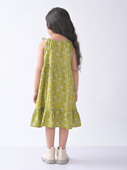Green Floral Sleeveless Dress