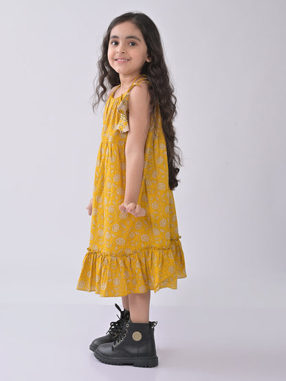 Yellow Floral Sleeveless Dress